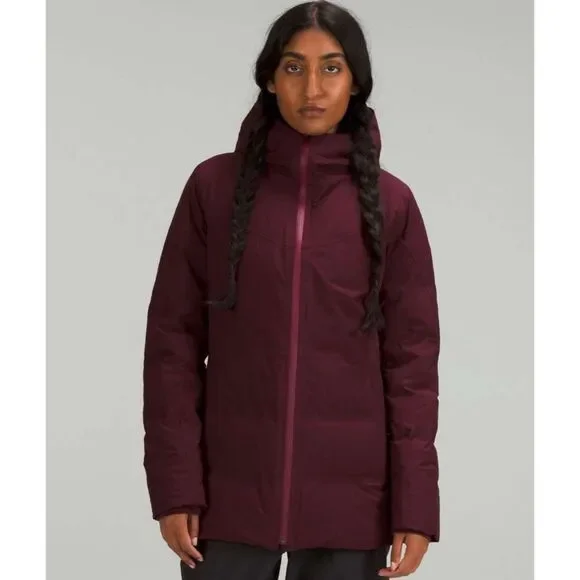 Lululemon NWOT Sleet Street Down Coat Eggplant Hooded Puffer Sz 8 - Picture 2 of 9